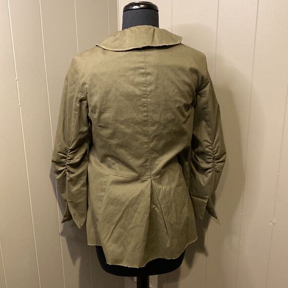 Alice + Olivia Dark Olive Blazer Medium Ruffle Embellishment & Stand Collar - Picture 8 of 11